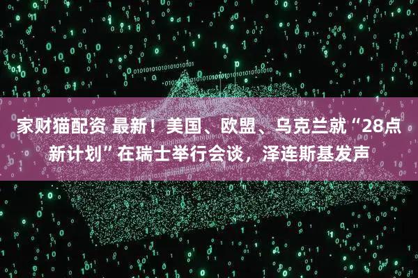家财猫配资 最新！美国、欧盟、乌克兰就“28点新计划”在瑞士举行会谈，泽连斯基发声